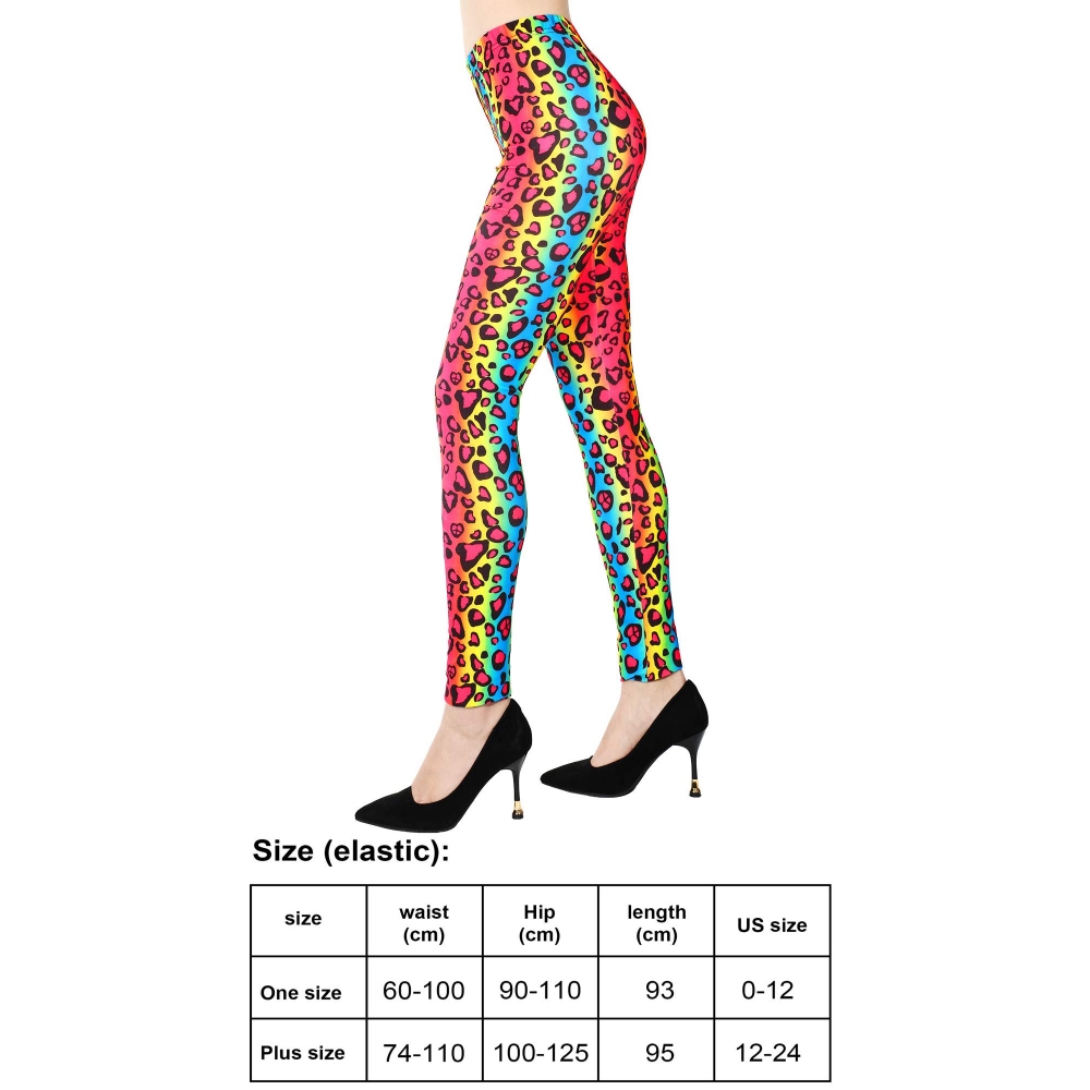 Satinior Soft Printed Leggings 80s Style Neon Leggings Pants With Assorted Designs For Women And 3243